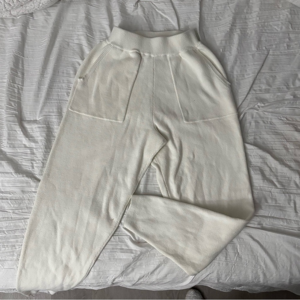 Cozy White Knit Joggers